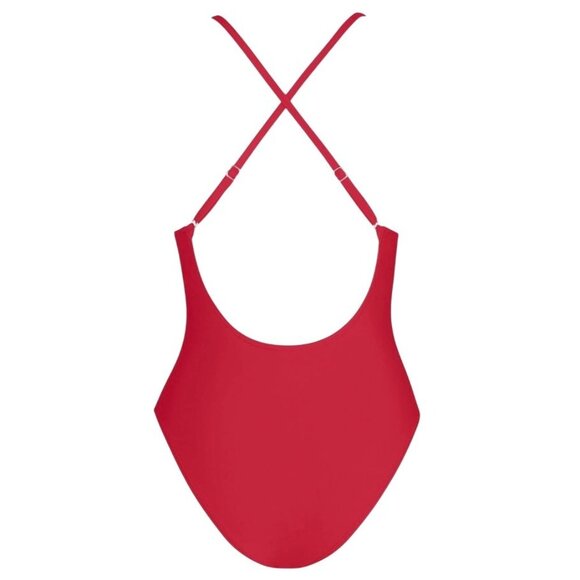 Cupshe Womens One-Piece Swimsuit XL Red Plunge Neckline V-Wire Cross-back Strap - Picture 6 of 10